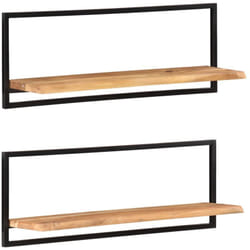 Tagères murales 2 pcs 100x24x35 cm Bois d'acacia et acier Vidaxl