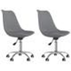 vidaXL Chaises pivotantes à manger lot de 2 Gris clair Tissu - TU