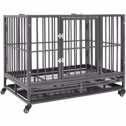 Gardez vos amis à fourrure dans un espace clos sûr et confortable avec cette cage à chiens ! Cette cage pour animaux de compa ...