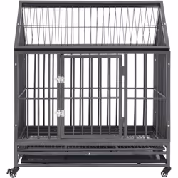 Gardez vos amis à fourrure dans un espace clos sûr et confortable avec cette cage avec toit pour chiens ! Cette cage pour ani ...