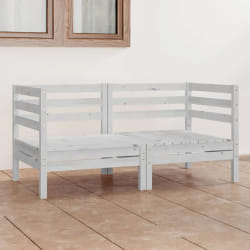 vidaXL Canapé à 2 places de jardin Blanc Bois de pin solide - TU