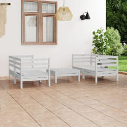 vidaXL Salon de jardin 5 pcs Blanc Bois de pin massif - TU