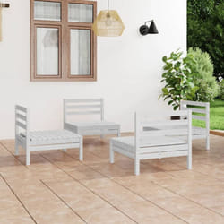 Vidaxl Salon De Jardin 4 Pcs Blanc Bois De Pin Massif