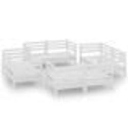 vidaXL Salon de jardin 8 pcs Blanc Bois de pin massif - TU
