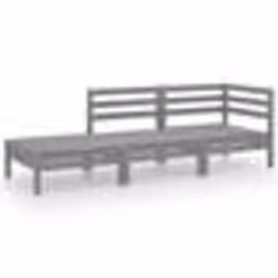 vidaXL Salon de jardin 3 pcs Gris Bois de pin massif - TU