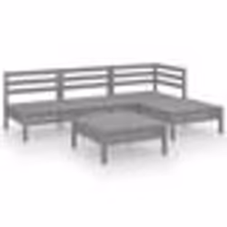 vidaXL Salon de jardin 5 pcs Bois de pin massif Gris - TU
