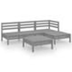 vidaXL Salon de jardin 5 pcs Bois de pin massif Gris - TU