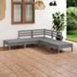 vidaXL Salon de jardin 5 pcs Bois de pin massif Gris - TU