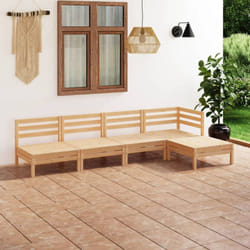 5 Pcs Salon De Jardin Bois De Pin Massif
