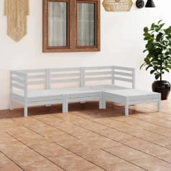 vidaXL Salon de jardin 4 pcs Bois de pin massif Blanc - TU