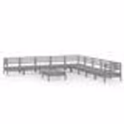 vidaXL Salon de jardin 10 pcs Bois de pin massif Gris - TU