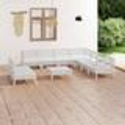 vidaXL Salon de jardin 10 pcs Bois de pin massif Blanc - TU