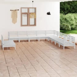 vidaXL Salon de jardin 11 pcs Bois de pin massif Blanc - TU