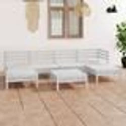 vidaXL Salon de jardin 7 pcs Blanc Bois de pin massif - TU