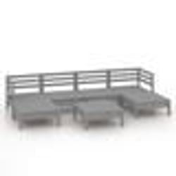 vidaXL Salon de jardin 7 pcs Gris Bois de pin massif - TU