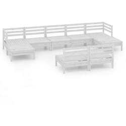 vidaXL Salon de jardin 9 pcs Blanc Bois de pin massif - TU