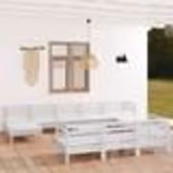 vidaXL Salon de jardin 11 pcs Blanc Bois de pin massif - TU