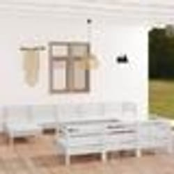 vidaXL Salon de jardin 11 pcs Blanc Bois de pin massif - TU