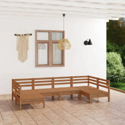 vidaXL Salon de jardin 6 pcs Marron miel Bois de pin massif - TU