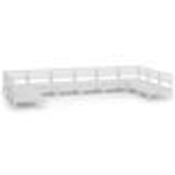 vidaXL Salon de jardin 10 pcs Blanc Bois de pin massif - TU