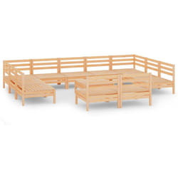 Salon De Jardin 12 Pcs Bois De Pin Massif