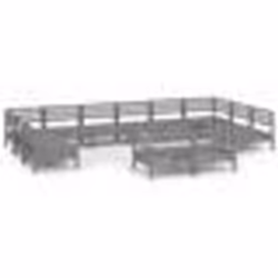 vidaXL Salon de jardin 12 pcs Gris Bois de pin massif - TU