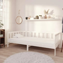 vidaXL Lit de repos avec matelas 90x200 cm Blanc Bois de pin massif - 90 x 200 cm