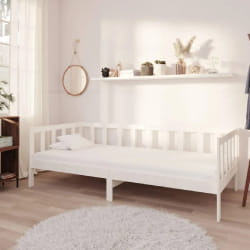 vidaXL Lit de repos avec matelas 90x200 cm Blanc Bois de pin massif - 90 x 200 cm