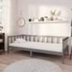 vidaXL Lit de repos avec matelas 90x200 cm Gris Bois de pin massif - 90 x 200 cm