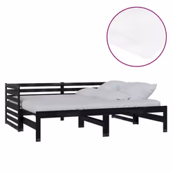 VidaXL 3083673, lit sofa, Noir, mousse, Bois de pin, 2035 mm, 980 mm