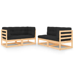 vidaXL Salon de jardin 4 pcs avec coussins Bois de pin massif - TU