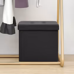 vidaXL Tabouret de rangement pliable Noir Faux lin - TU