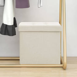 Vidaxl - Tabouret de rangement pliable Blanc crème Faux lin