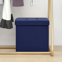 Vidaxl - Tabouret de rangement pliable Bleu Faux lin