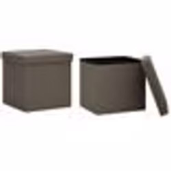 vidaXL Tabourets de rangement pliables lot de 2 marron faux lin - TU