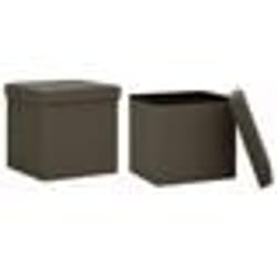 vidaXL Tabourets de rangement pliables lot de 2 marron foncé faux lin - TU