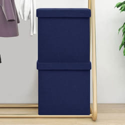 vidaXL Tabourets de rangement pliables lot de 2 bleu faux lin - TU