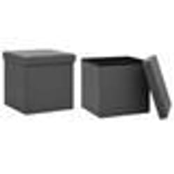 vidaXL Tabourets de rangement pliables lot de 2 gris PVC - TU