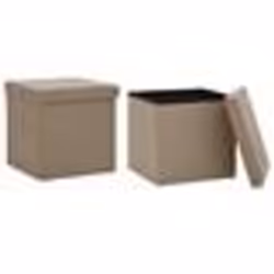 vidaXL Tabourets de rangement pliables lot de 2 cappuccino PVC - TU