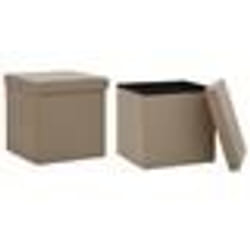 vidaXL Tabourets de rangement pliables lot de 2 cappuccino PVC - TU