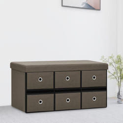 Banc de rangement pliable Marron 76x38x38 cm Faux lin vidaXL