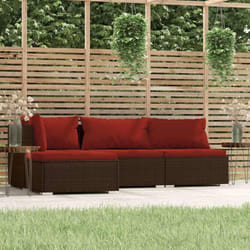 Vidaxl - Salon de jardin 4 pcs avec coussins Marron Résine tressée