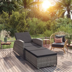 Vidaxl - Chaise longue avec coussin gris foncé Résine tressée Gris
