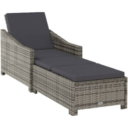 Vidaxl - Chaise longue avec coussin gris foncé Résine tressée Gris