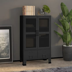 Coffre de rangement industriel Noir 70x40x115 cm Métal Vidaxl