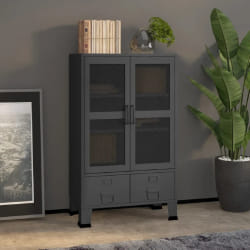 vidaXL Coffre de rangement industriel - Anthracite Métal