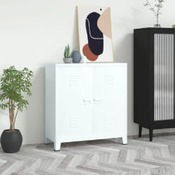 vidaXL Coffre de rangement industriel Blanc Acier