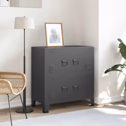 Ce coffre de rangement industriel vous permettra de garder votre maison propre et bien rangée ! Avec une étagère et porte-éti ...