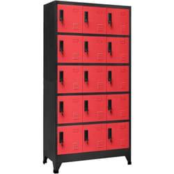 Armoire à casiers Anthracite et rouge 90x40x180 cm Acier