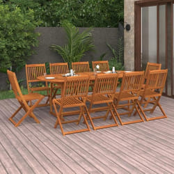 vidaXL Ensemble à manger de jardin 11 pcs 220x90x75 cm bois d'acacia - TU